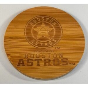 Houston Astros Engraved Bamboo & Cork Coaster Circular Drink Protector